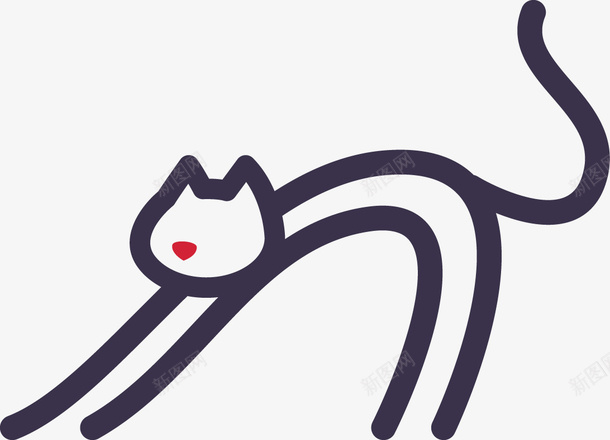 线条猫矢量图图标ai_新图网 https://ixintu.com 创意 动物 猫 矢量素材 线条素材 矢量图