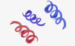 蓝色红蜷缩彩带装饰三款素材
