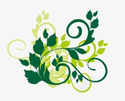 手绘绿色复古花纹装饰素材