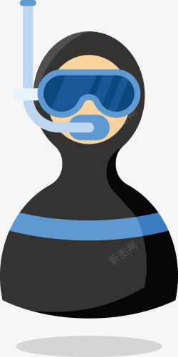潜水眼罩一个带着蓝色眼罩的潜水人员矢量图高清图片