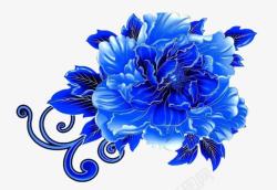 中国风蓝色花朵素材