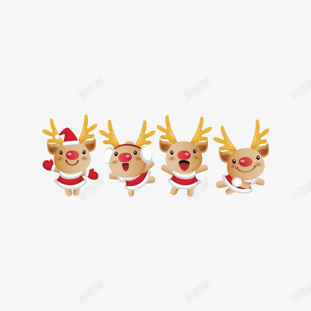 圣诞节日可爱小鹿psd免抠素材_新图网 https://ixintu.com 免扣素材 可爱 圣诞 小鹿 节日