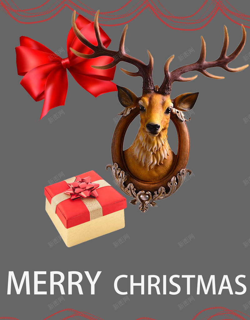 圣诞节拼贴画jpg设计背景_新图网 https://ixintu.com 另类 圣诞节 恐怖 鹿
