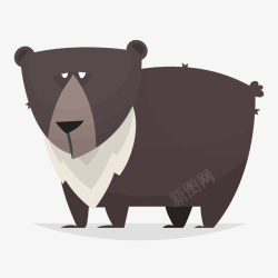 黑白色卡通动物熊矢量图素材