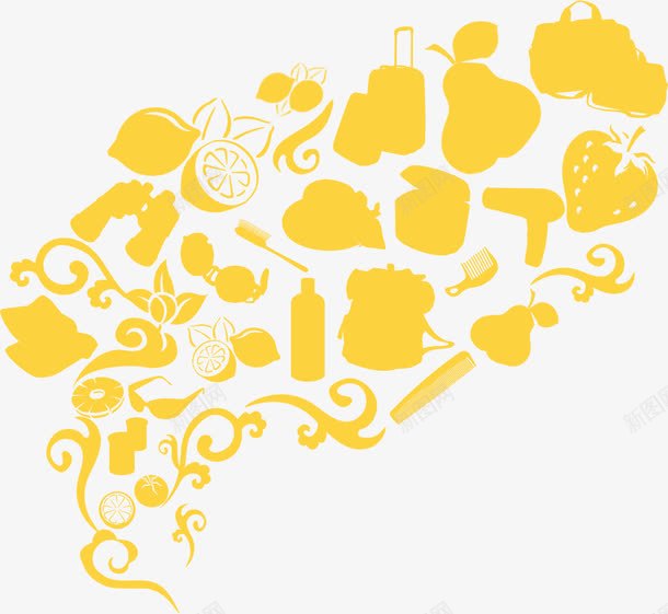 黄色创意水果图标png免抠素材_新图网 https://ixintu.com 创意 图标 水果 黄色