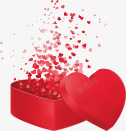情人节红色爱心礼盒矢量图素材