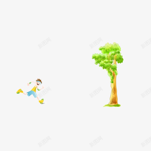 树手绘水彩运动男孩卡通png免抠素材_新图网 https://ixintu.com 卡通 手绘 树 水彩 男孩 运动