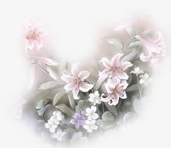 彩绘透明白色花朵装饰素材