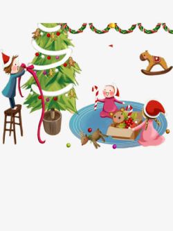 圣诞树小人卡通圣诞高清图片