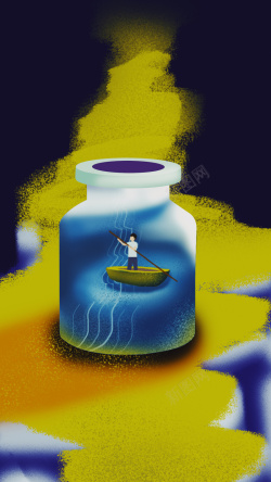 划船创意扁平创意插画划船高清图片