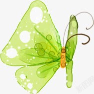 手绘绿色水彩蝴蝶装饰素材