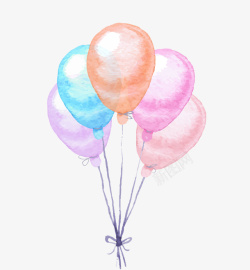 彩色一束气球唯美素材