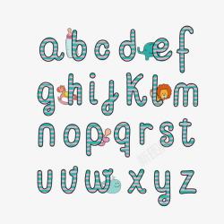 数字字母卡通字母婴儿字体素材