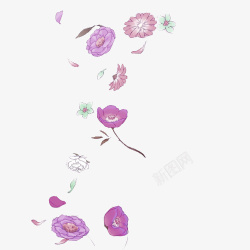 紫色清新花朵漂浮素材