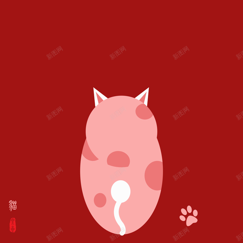 红色背景的猫咪jpg设计背景_新图网 https://ixintu.com 爪子 猫咪 红色 背景