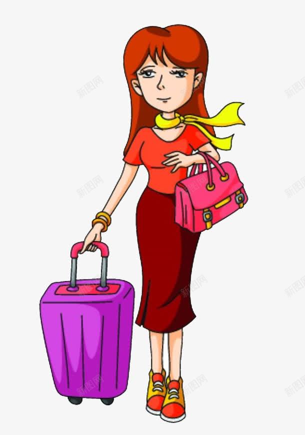 卡通女性旅游出行png免抠素材_新图网 https://ixintu.com PNG 出行 女性 旅游 行李箱