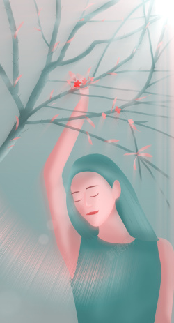 早晨洗漱女孩插画早晨晒太阳的女孩高清图片