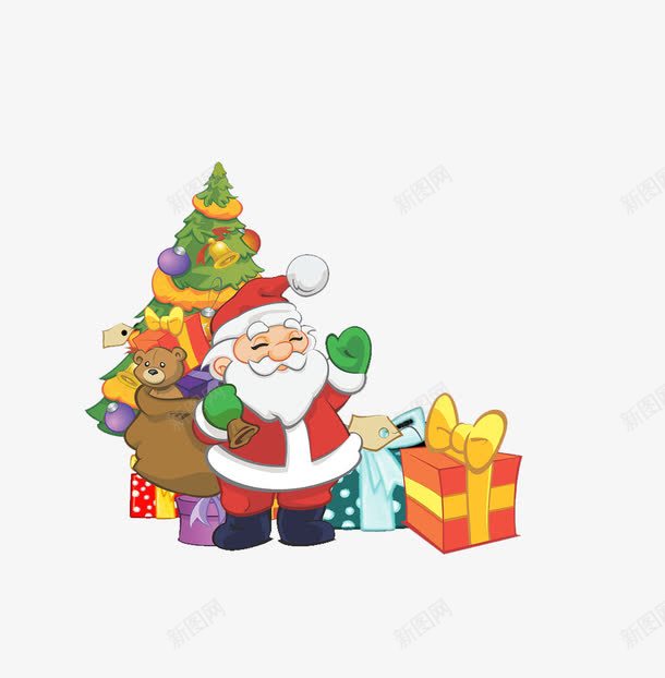 卡通版的圣诞节png免抠素材_新图网 https://ixintu.com PNG 圣诞树 圣诞老人 圣诞节 礼盒