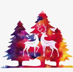 圣诞树驯鹿元素素材