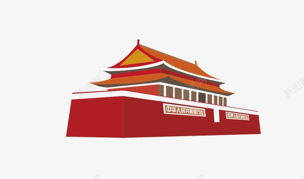 天安门城楼png免抠素材_新图网 https://ixintu.com 元素 天安门古风城楼红色 天安门柱子 红砖 设计