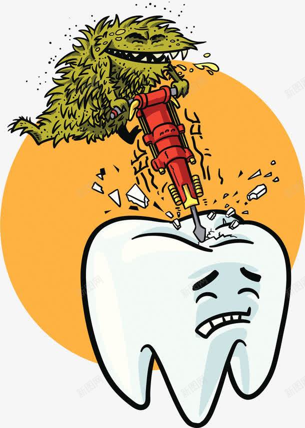 细菌感染牙疼插画psd免抠素材_新图网 https://ixintu.com 插画 牙疼 牙钻 疼痛 补牙