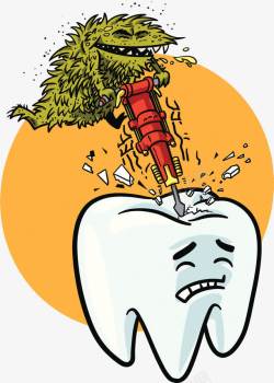 细菌感染牙疼插画素材