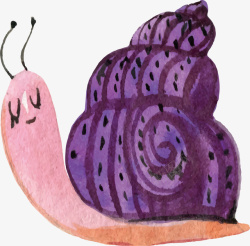 紫色壳水彩的蜗牛高清图片