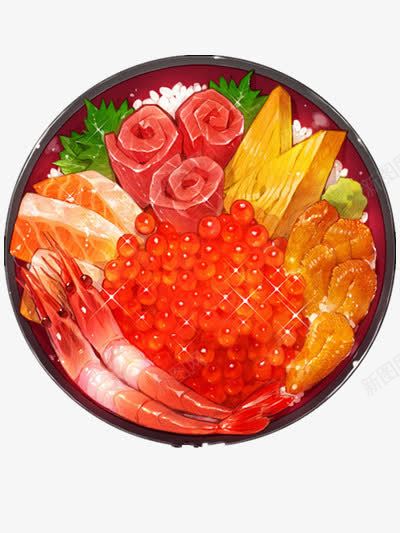 日餐png免抠素材_新图网 https://ixintu.com 彩色 插画 虾 食物