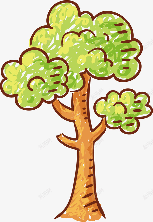 卡通树矢量图ai免抠素材_新图网 https://ixintu.com 卡通 可爱 插画矢量 树 植物 绘画 绿色 矢量图
