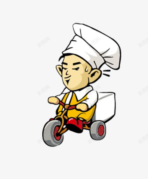 骑三轮车的送餐厨师png免抠素材_新图网 https://ixintu.com 厨师 手绘 餐饮