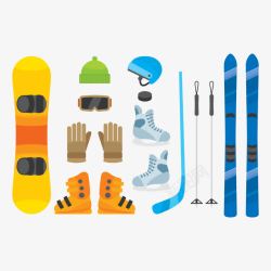 运动滑雪装备矢量图素材