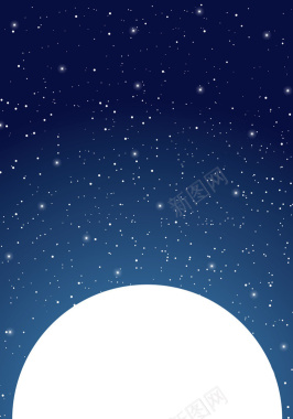 繁星夜空圆月蓝色天空背景