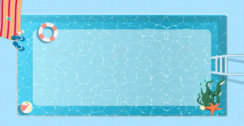 游泳池暑假背景图psd设计背景_新图网 https://ixintu.com 夏天元素 沙滩球 游泳池 背景图