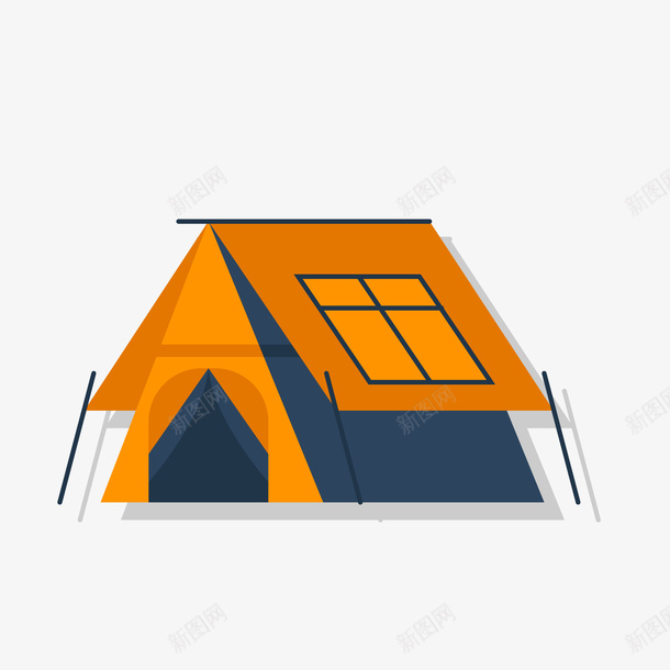 野外橙色帐篷png免抠素材_新图网 https://ixintu.com 卡通帐篷 橙色帐篷 背景装饰 野外帐篷