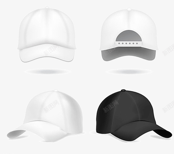 运动帽png免抠素材_新图网 https://ixintu.com 白色 设计 运动帽 黑色