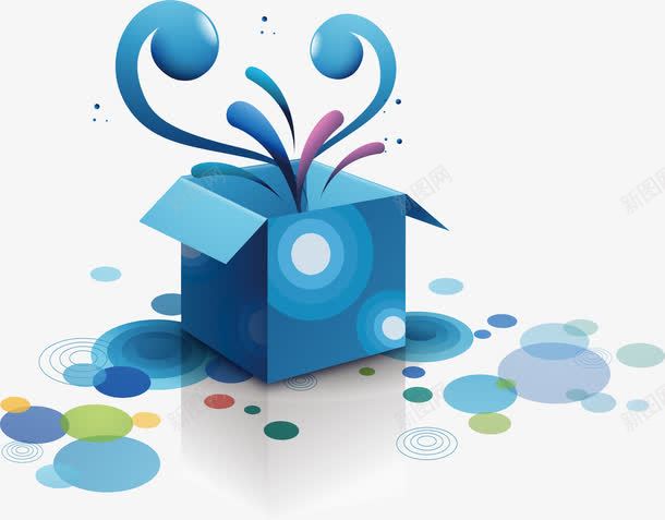 蓝色的礼物盒中的心png免抠素材_新图网 https://ixintu.com 礼物 蓝色