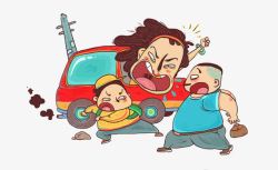 堵车卡通吵架插画高清图片
