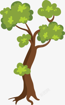 卡通绿色树木矢量图素材