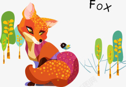 卡通彩色狐狸矢量图素材
