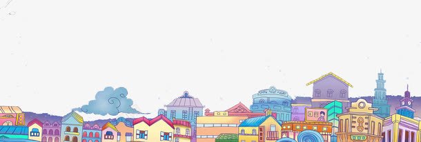 手绘绘画城市房子png免抠素材_新图网 https://ixintu.com 城市 房子 绘画