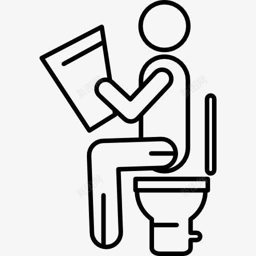 男人在厕所图标png_新图网 https://ixintu.com 人 厕所 坚持阅读报纸 浴室