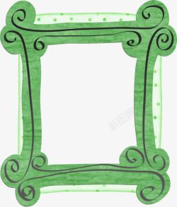 手绘绿色小点相框素材