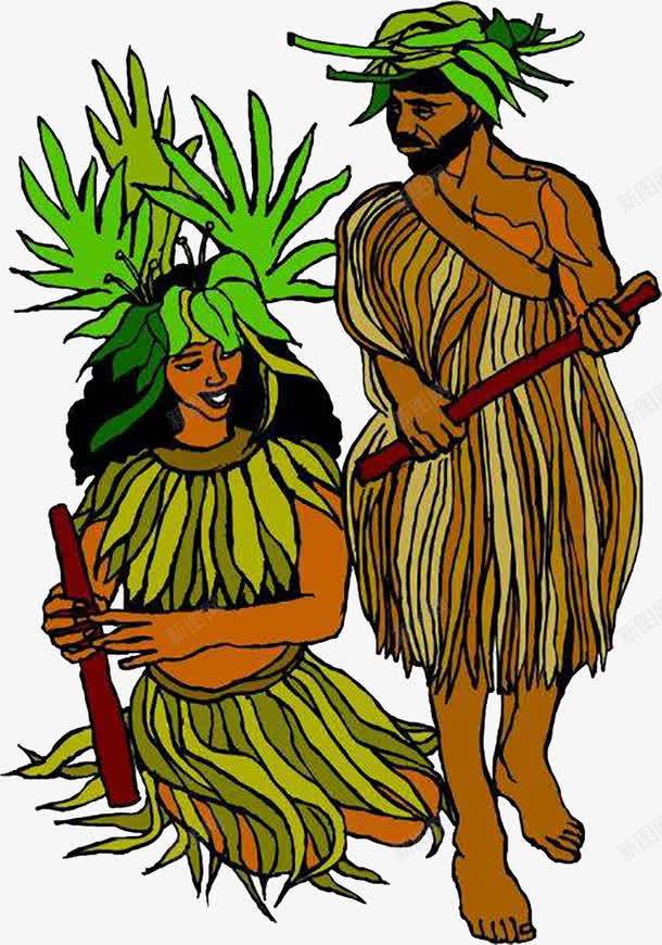 土著男女png免抠素材_新图网 https://ixintu.com 卡通土著人 土著人 手绘土著人 野人