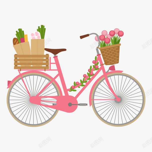 粉色单车png免抠素材_新图网 https://ixintu.com 单车 手绘 粉色