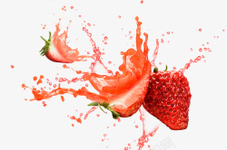 草莓汁爆浆草莓果实效果高清图片