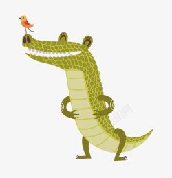扁平化卡通小动物鳄鱼素材