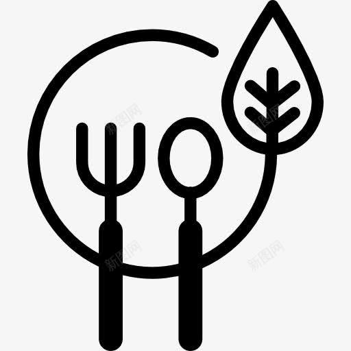 勺子和叉子在盘子图标png_新图网 https://ixintu.com 勺子 叉子 模板的改变 盘子