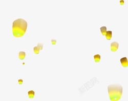 黄色中国风灯笼漂浮素材