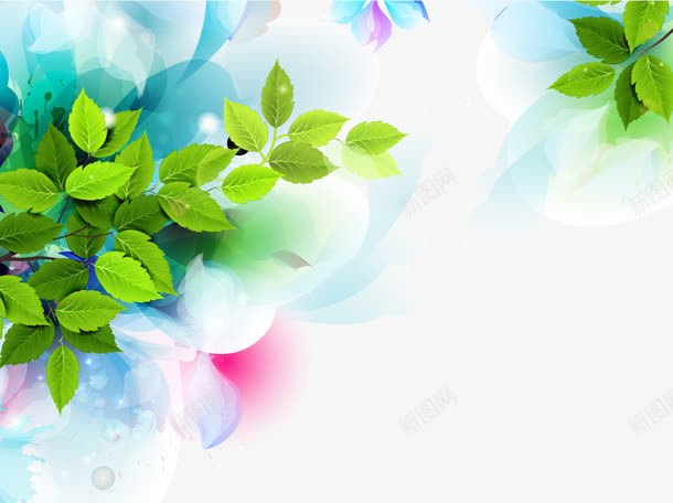 小清新植物背景png免抠素材_新图网 https://ixintu.com 植物 植物元素 绿色叶子 背景装饰