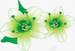 绿色手绘清新花朵素材